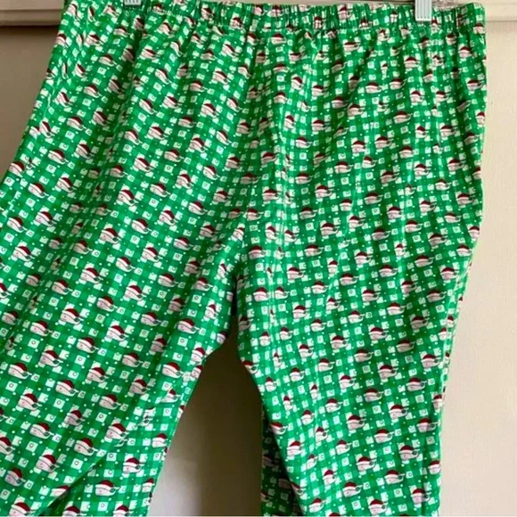 Vineyard Vines Pajama Lounge Pants Size M Holiday Green Red Santa Hat Whale - Picture 4 of 4